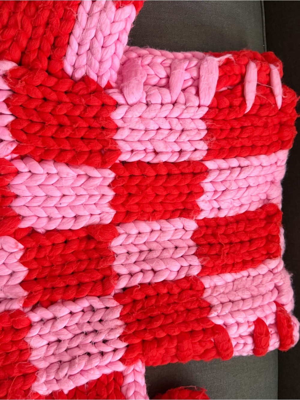 Hope Macaulay Colossal  Chunky Check Cardigan Jacket - Pink & Red - Picture 7 of 10